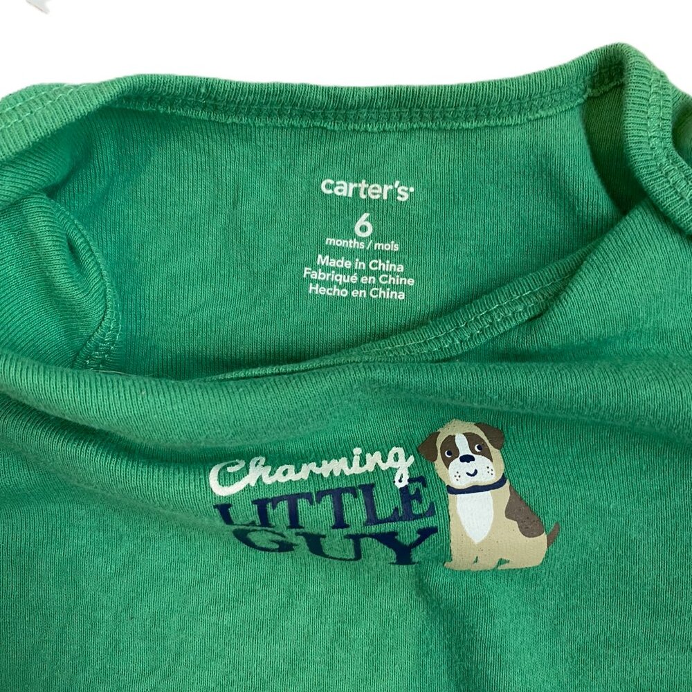 🐶 Puppy Outfit Set 6M Carter's Green Navy Baby Boy - Picture 5 of 11